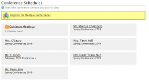 Home Screen for a School's MyConferenceTime Account