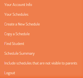 Screenshot of MyConferenceTime scheduling options and menu.